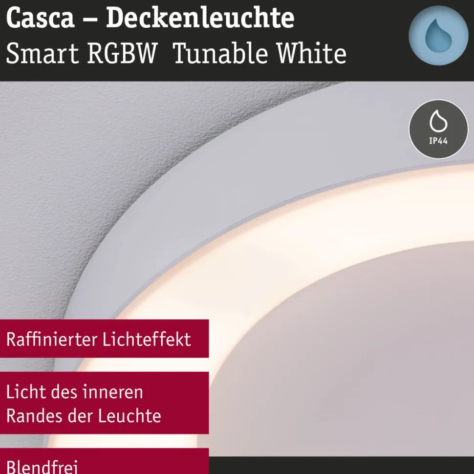 LED-kattovalaisin Paulmann Smart Home Zigbee 3.0 Casca, Ø40cm, IP44, RGBW+, 1750lm, 230V, 20W, himmennettävä, mattamusta