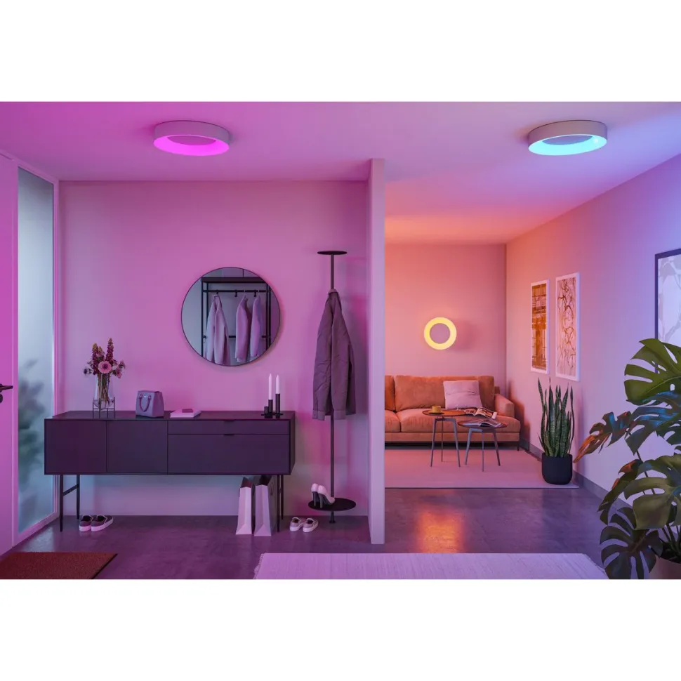 LED-kattovalaisin Paulmann Smart Home Zigbee 3.0 Casca, Ø40cm, IP44, RGBW+, 1750lm, 230V, 20W, himmennettävä, mattamusta