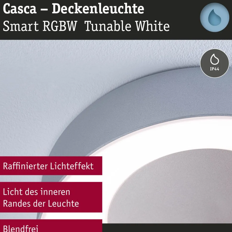 LED-kattovalaisin Paulmann Smart Home Zigbee 3.0 Casca, Ø40cm, IP44, RGBW+, 1750lm, 230V, 20W, himmennettävä, mattamusta