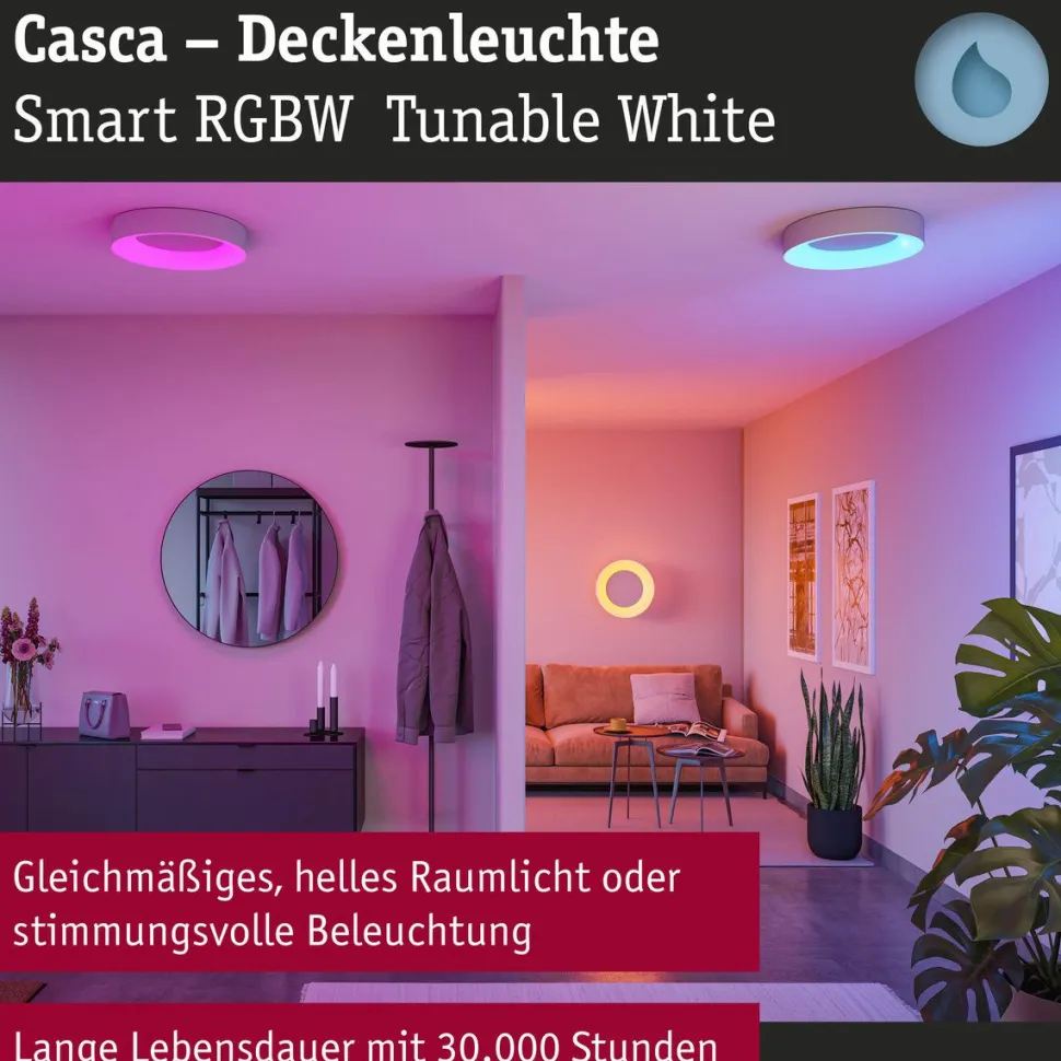 LED-kattovalaisin Paulmann Smart Home Zigbee 3.0 Casca, Ø40cm, IP44, RGBW+, 1750lm, 230V, 20W, himmennettävä, mattamusta