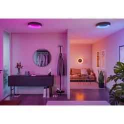LED-kattovalaisin Paulmann Smart Home Zigbee 3.0 Casca, Ø40cm, IP44, RGBW+, 1750lm, 230V, 20W, himmennettävä, mattamusta