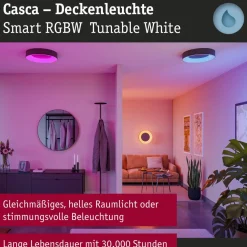 LED-kattovalaisin Paulmann Smart Home Zigbee 3.0 Casca, Ø40cm, IP44, RGBW+, 1750lm, 230V, 20W, himmennettävä, mattamusta
