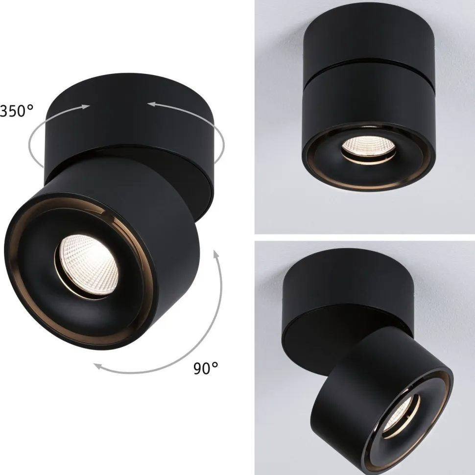 LED-kattovalaisin Paulmann Spircle, Ø78mm, 8W, 550lm, 3000K, mattamusta
