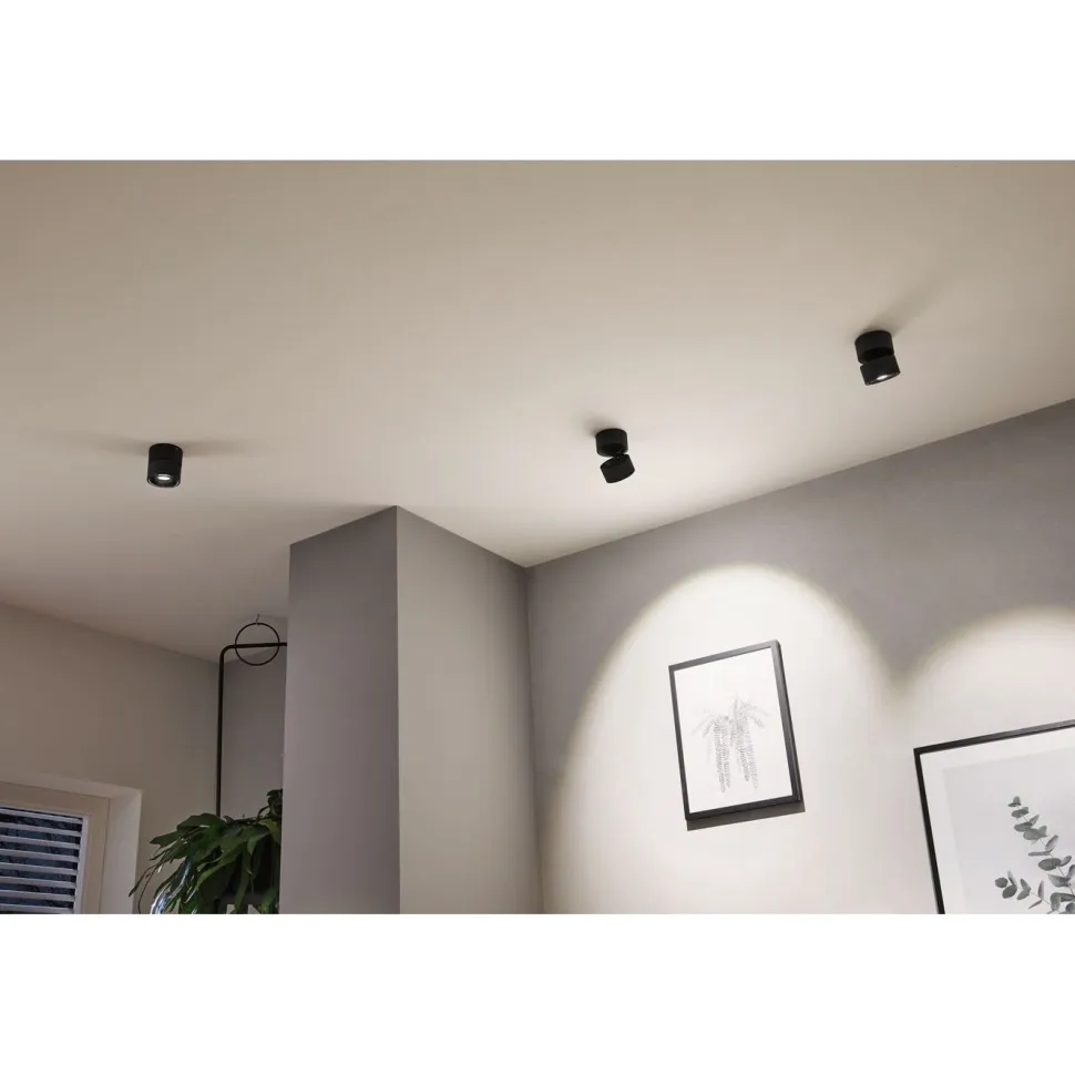 LED-kattovalaisin Paulmann Spircle, Ø78mm, 8W, 550lm, 3000K, mattamusta