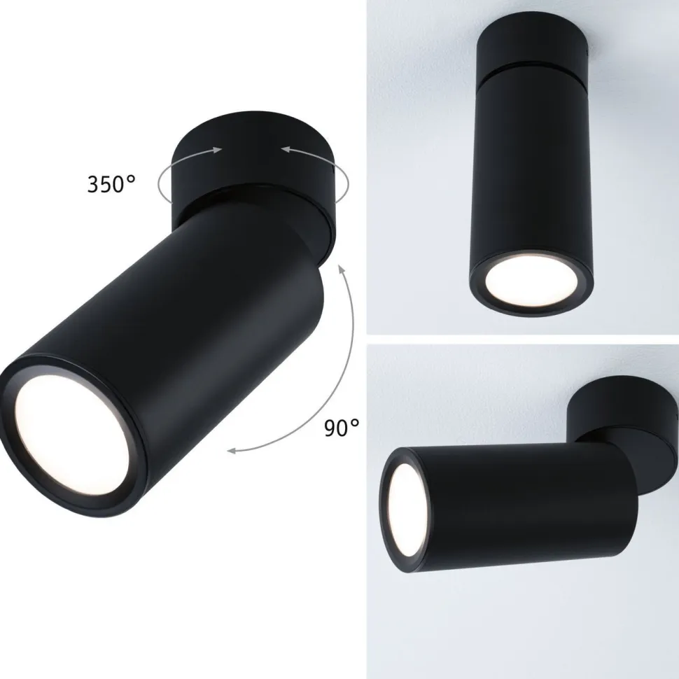 LED-kattovalaisin Paulmann Turnal Coin, 2700K, 470lm, 6W, himmennettävä, mattamusta