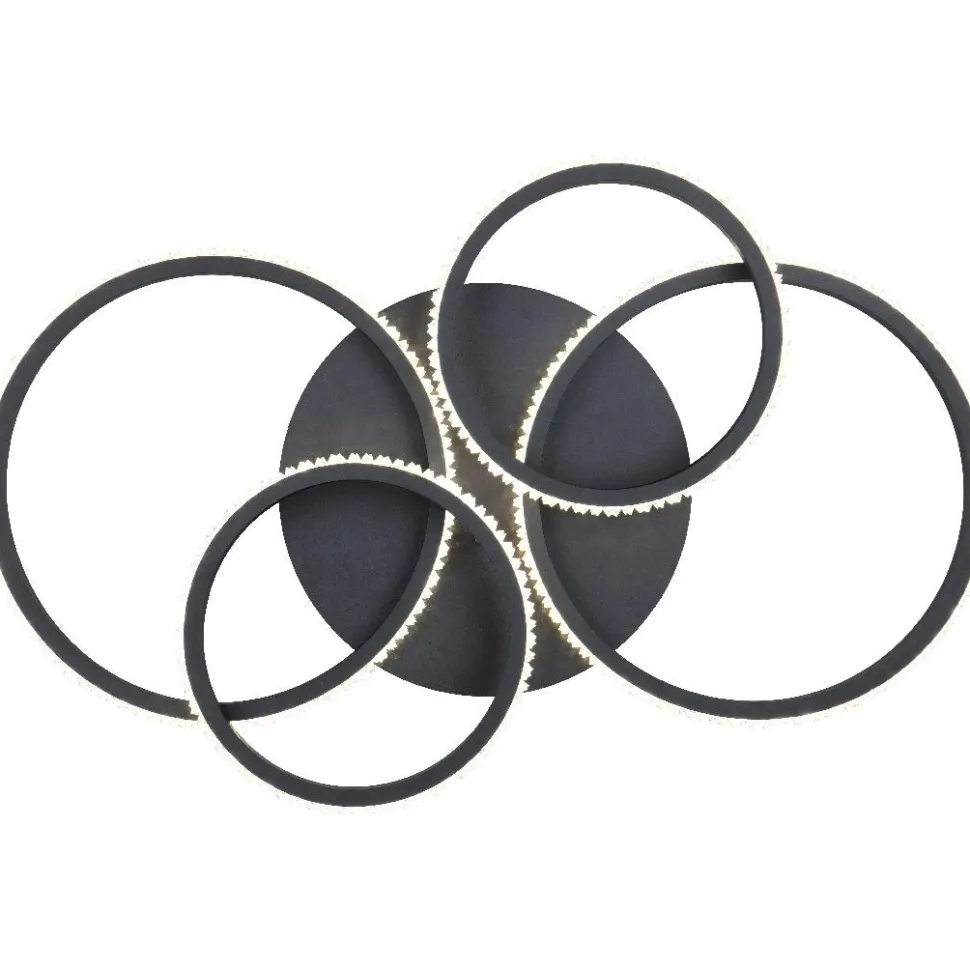LED-kattovalaisin Trio Cires, mattamusta/kristalliefekti, 4000K