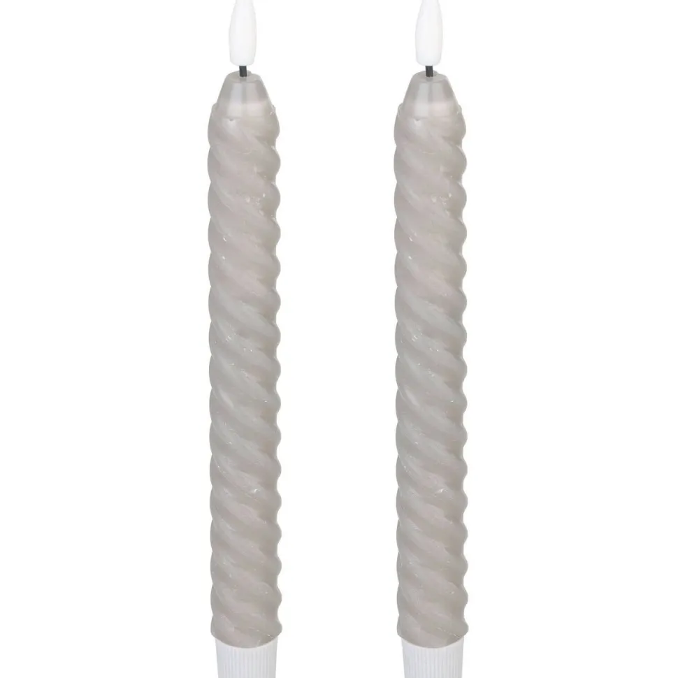 Led-kierrekynttilä Eglo Living Andrafiabe, 15cm, harmaa, 2kpl