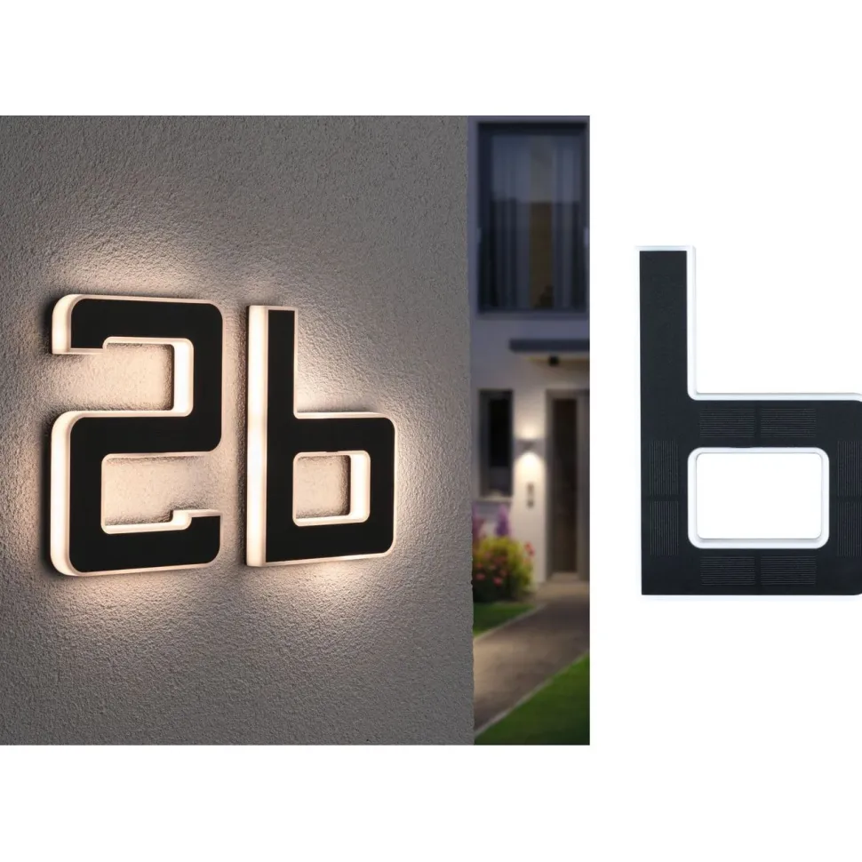 LED-kirjainvalaisin aurinkokennolla Paulmann Letter B, IP44, 3000K, musta