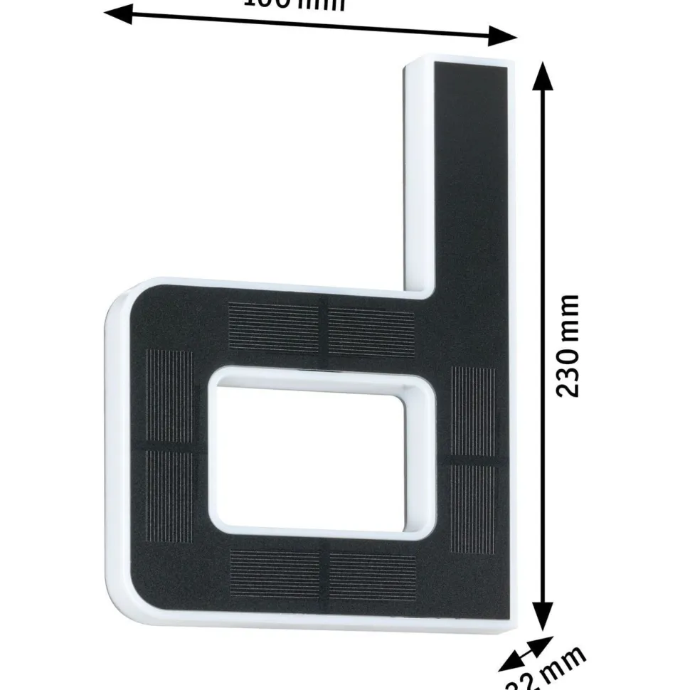 LED-kirjainvalaisin aurinkokennolla Paulmann Letter B, IP44, 3000K, musta