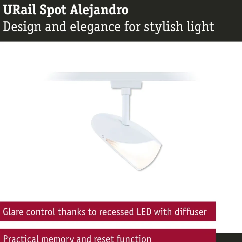 LED-kiskospotti Paulmann URail Alejandro 800lm 10W 3000K 3-Step-Dim himmennettävä valkoinen