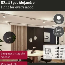 LED-kiskospotti Paulmann URail Alejandro 800lm 10W 3000K 3-Step-Dim himmennettävä valkoinen