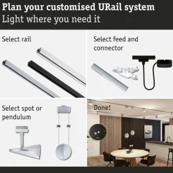 LED-kiskospotti Paulmann URail Alejandro 800lm 10W 3000K 3-Step-Dim himmennettävä valkoinen