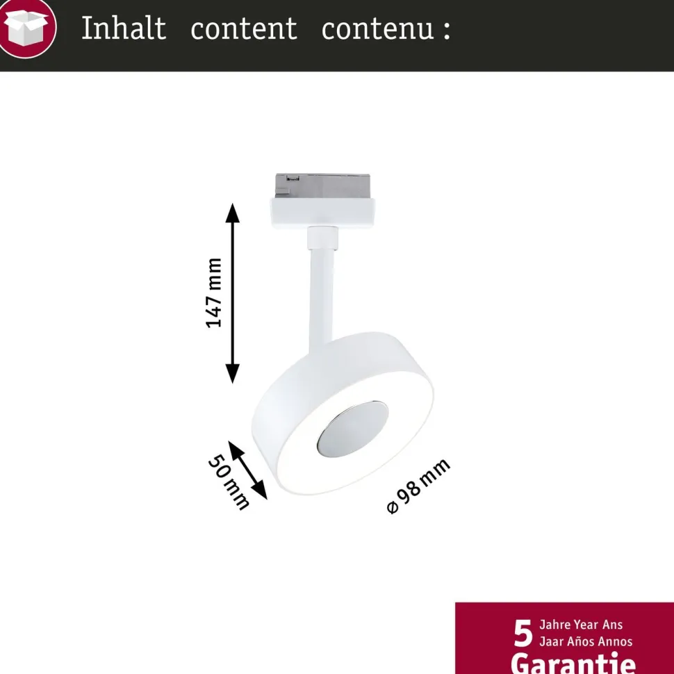 LED-kiskospotti Paulmann URail Circle 190lm 5W 4000K himmennettävä valkoinen
