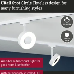 LED-kiskospotti Paulmann URail Circle 190lm 5W 4000K himmennettävä valkoinen