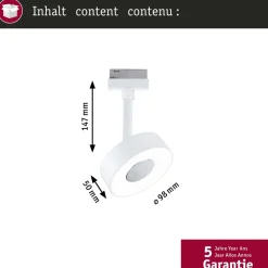 LED-kiskospotti Paulmann URail Circle 190lm 5W 4000K himmennettävä valkoinen