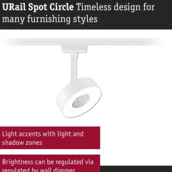 LED-kiskospotti Paulmann URail Circle 190lm 5W 4000K himmennettävä valkoinen