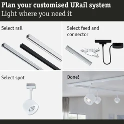 LED-kiskospotti Paulmann URail Pane 650lm 7.4W 3000K himmennettävä valkoinen