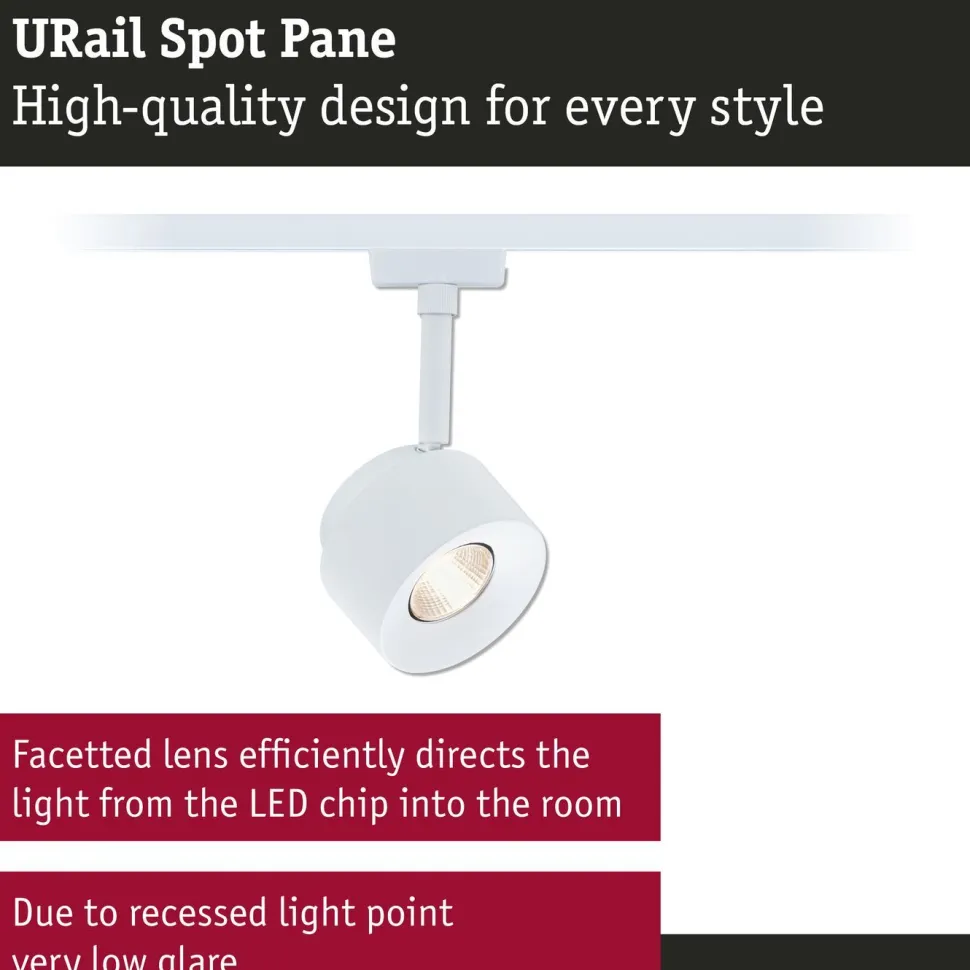 LED-kiskospotti Paulmann URail Pane 650lm 7.4W 3000K himmennettävä valkoinen