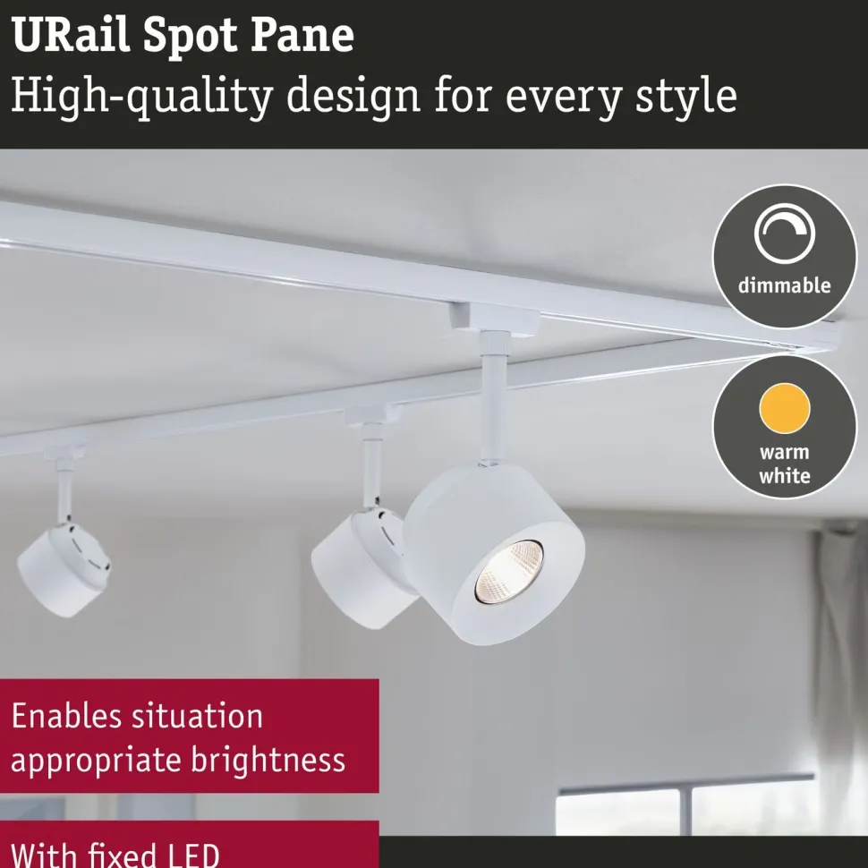 LED-kiskospotti Paulmann URail Pane 650lm 7.4W 3000K himmennettävä valkoinen
