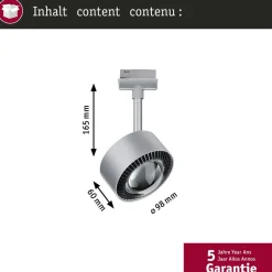 LED-kiskospotti Paulmann URail Smart Home Zigbee 3.0 Aldan 500lm 8W mattakromi