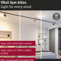 LED-kiskospotti Paulmann URail Smart Home Zigbee 3.0 Aldan 500lm 8W mattakromi