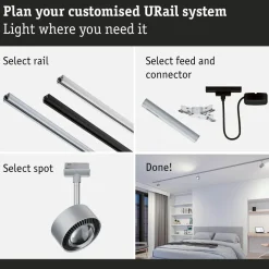 LED-kiskospotti Paulmann URail Smart Home Zigbee 3.0 Aldan 500lm 8W mattakromi