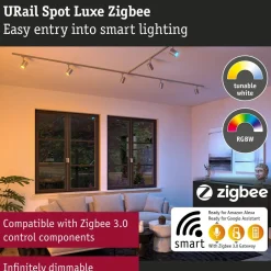 LED-kiskospotti Paulmann URail Smart Home Zigbee 3.0 Luxe GU10 350lm 4.8W RGBW+ himmennettävä mattamusta