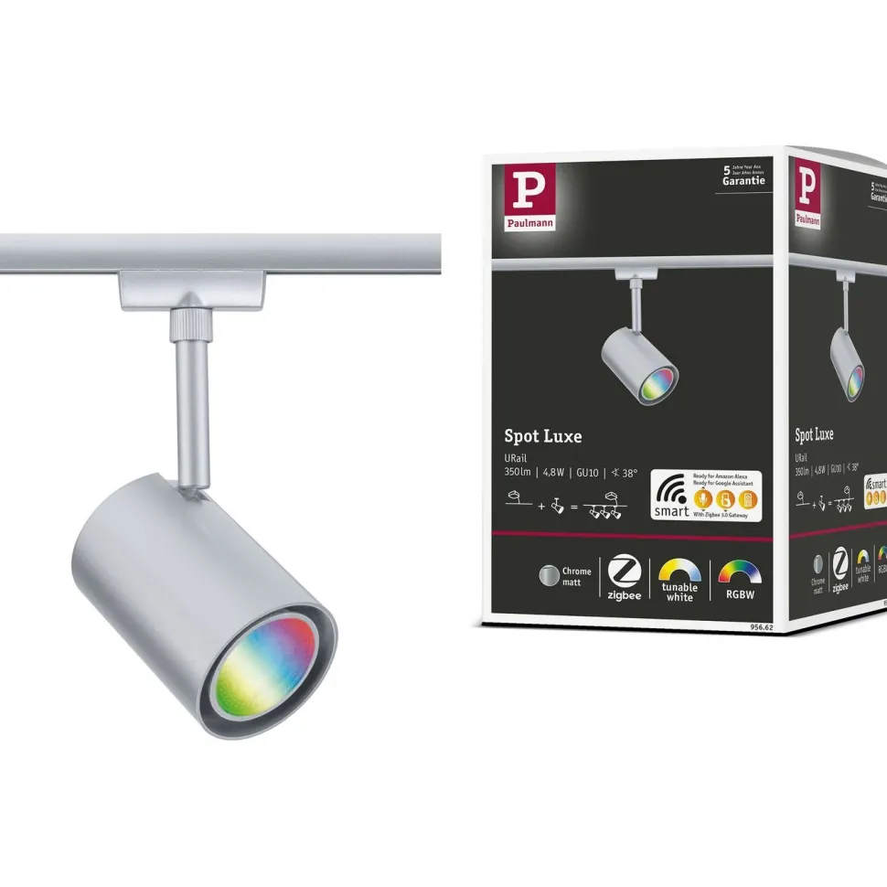 LED-kiskospotti Paulmann URail Smart Home Zigbee 3.0 Luxe GU10 350lm 4.8W RGBW+ himmennettävä mattamusta