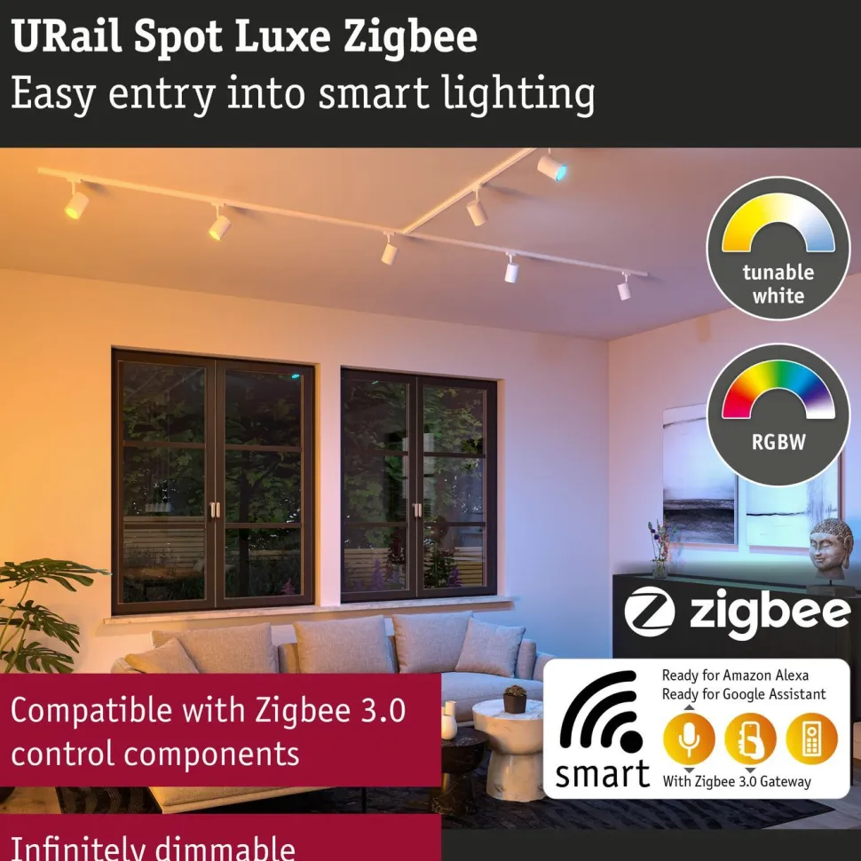 LED-kiskospotti Paulmann URail Smart Home Zigbee 3.0 Luxe GU10 350lm 4.8W RGBW+ himmennettävä mattamusta