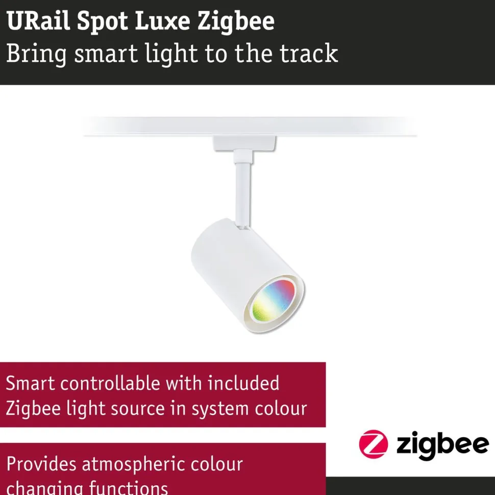 LED-kiskospotti Paulmann URail Smart Home Zigbee 3.0 Luxe GU10 350lm 4.8W RGBW+ himmennettävä mattamusta