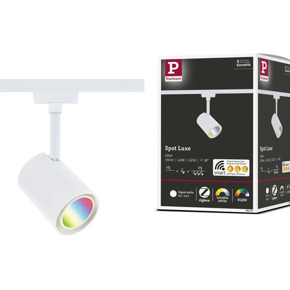 LED-kiskospotti Paulmann URail Smart Home Zigbee 3.0 Luxe GU10 350lm 4.8W RGBW+ himmennettävä mattamusta