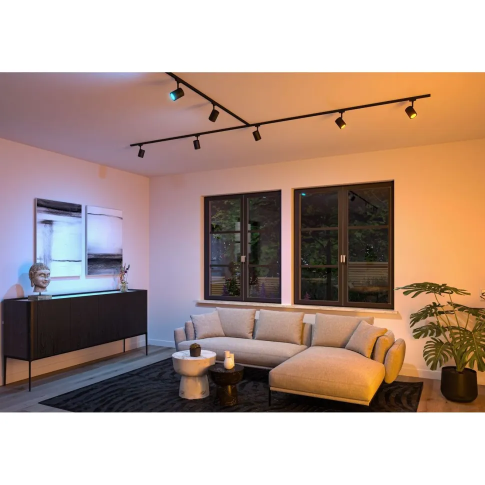 LED-kiskospotti Paulmann URail Smart Home Zigbee 3.0 Luxe GU10 350lm 4.8W RGBW+ himmennettävä mattamusta