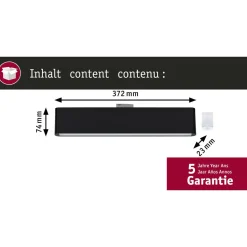 LED-kiskovalaisin Paulmann URail 3-Step-Dim Ceris, 37.2cm, 850lm, 9.5W, 4000K, himmennettävä, 230V, mattamusta