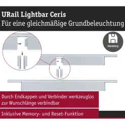 LED-kiskovalaisin Paulmann URail 3-Step-Dim Ceris, 37.2cm, 850lm, 9.5W, 4000K, himmennettävä, 230V, mattamusta