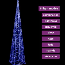 LED-koristevalokartio sininen akryyli 90 cm