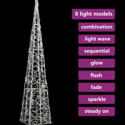 LED-koristevalokartio sininen akryyli 90 cm