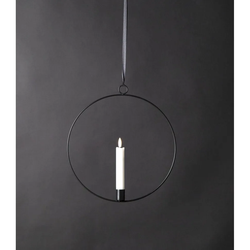 LED-kynttilä Star Trading Flamme Ring, 28.5x2.5x30cm, musta/valkoinen