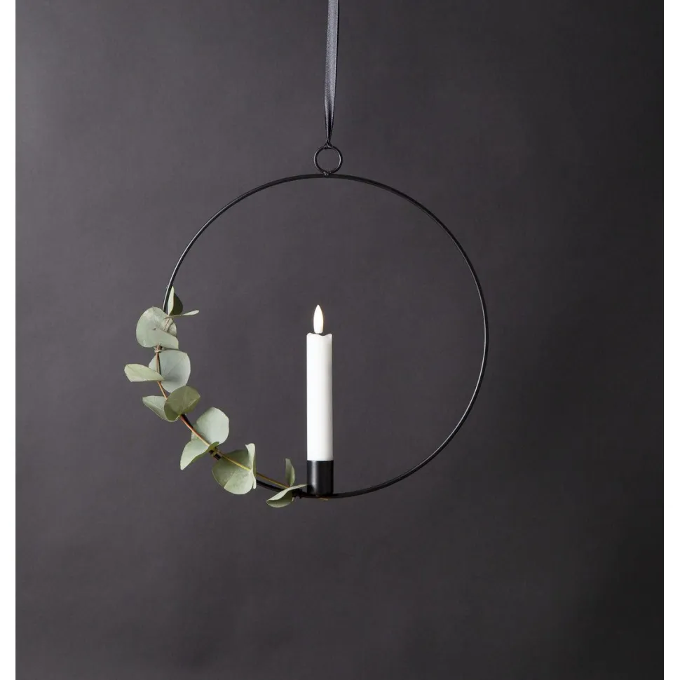 LED-kynttilä Star Trading Flamme Ring, 28.5x2.5x30cm, musta/valkoinen