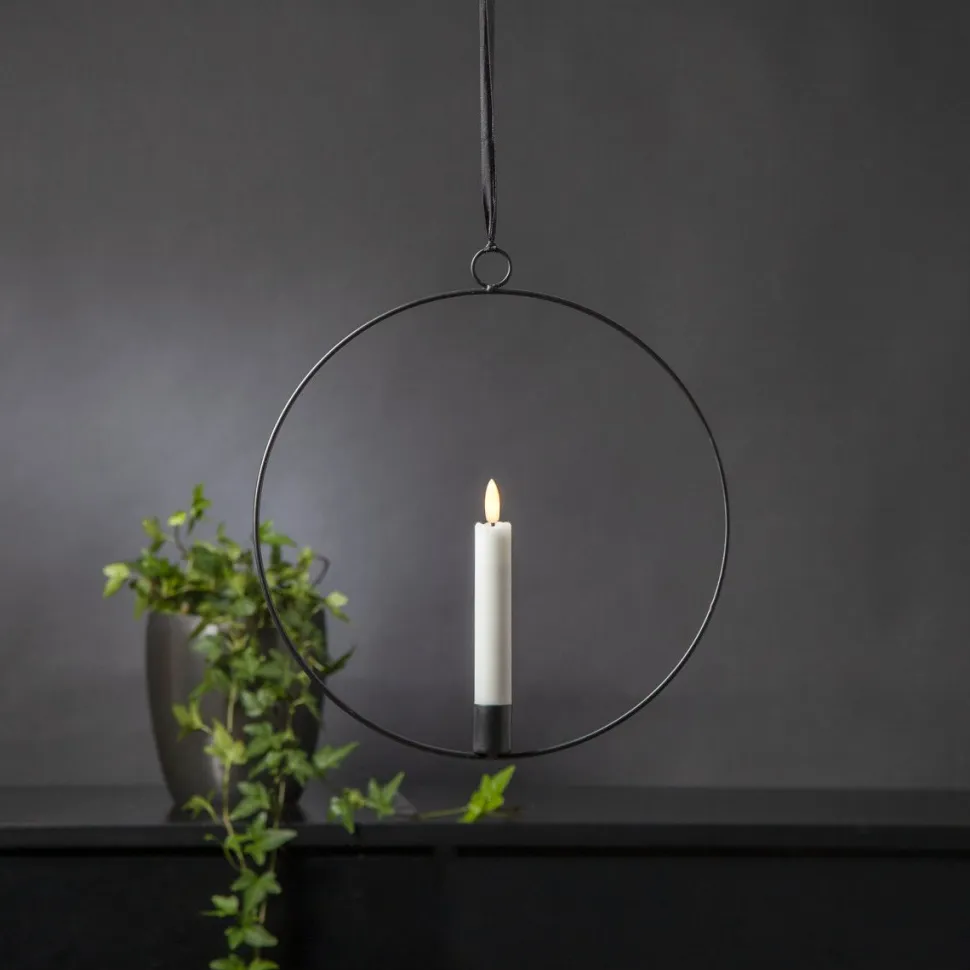 LED-kynttilä Star Trading Flamme Ring, 28.5x2.5x30cm, musta/valkoinen