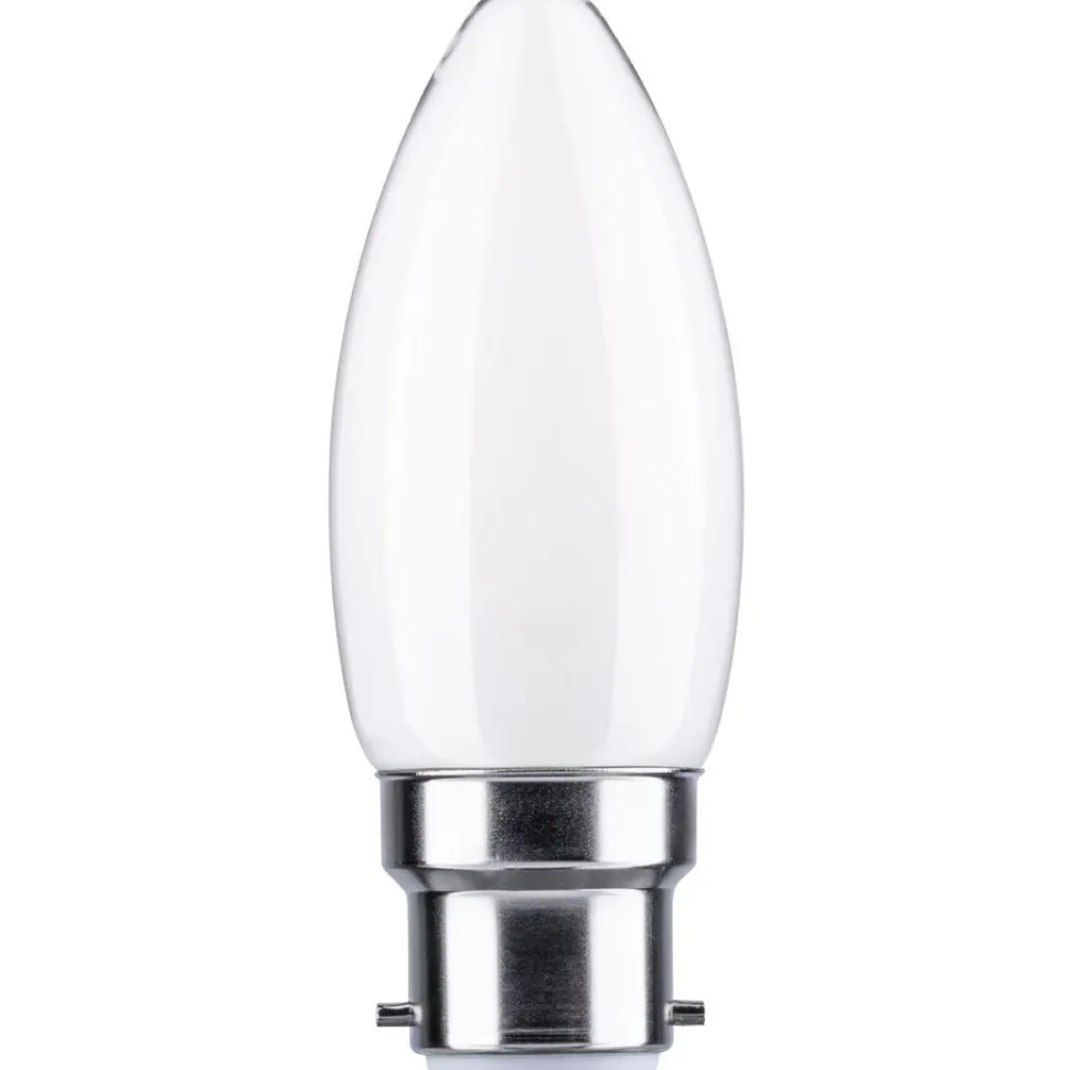 LED-kynttilälamppu Paulmann Candle, B22d, 470lm, 4.7W, 2700K, himmennettävä, opaali