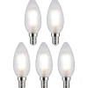 LED-kynttilälamppu Paulmann Candle, E14, 470lm, 4.8W, 4000K, matta, 5kpl
