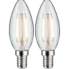 LED-kynttilälamppu Paulmann Candle, E14, 250lm, 2.7W, 2700K, filamentti, kirkas, 2kpl