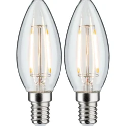 LED-kynttilälamppu Paulmann Candle, E14, 250lm, 2.7W, 2700K, filamentti, kirkas, 2kpl