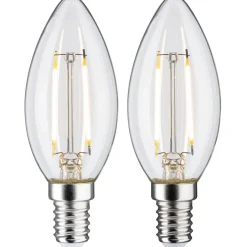 LED-kynttilälamppu Paulmann Candle, E14, 250lm, 2.7W, 2700K, filamentti, kirkas, 2kpl