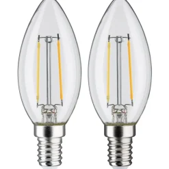 LED-kynttilälamppu Paulmann Candle, E14, 250lm, 2.7W, 2700K, filamentti, kirkas, 2kpl