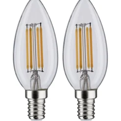 LED-kynttilälamppu Paulmann Candle, E14, 470lm, 4.5W, 2700K, filamentti, kirkas, 2kpl