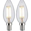 LED-kynttilälamppu Paulmann Candle, E14, 470lm, 4.8W, 4000K, filamentti, matta, 2kpl