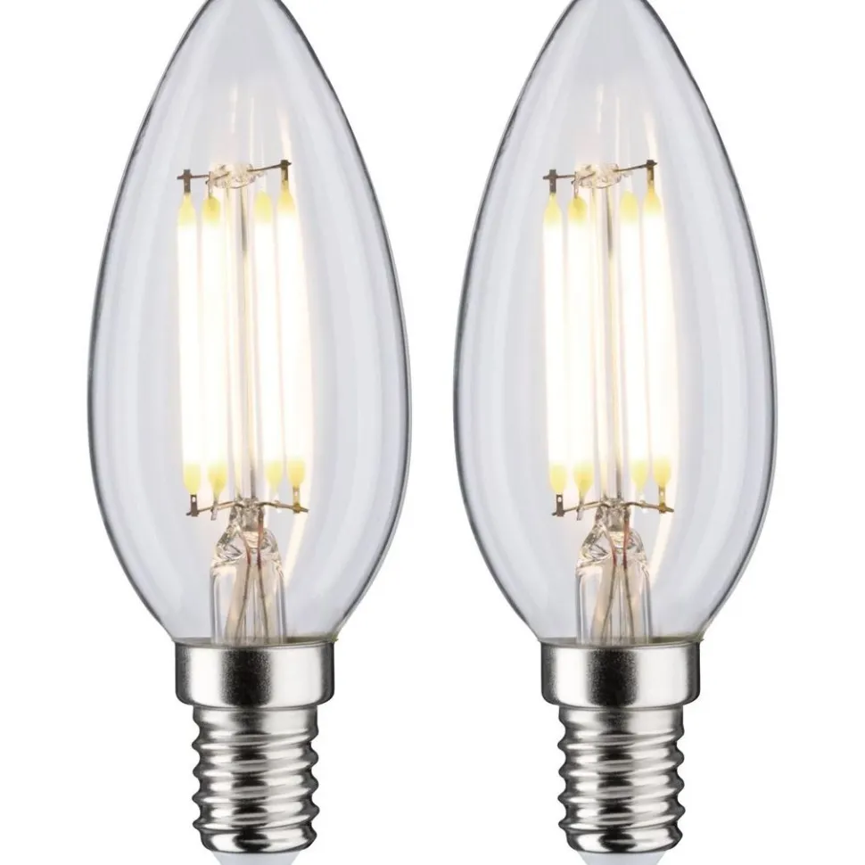 LED-kynttilälamppu Paulmann Candle, E14, 470lm, 4.8W, 4000K, filamentti, matta, 2kpl