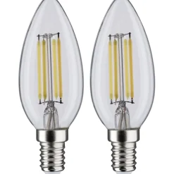 LED-kynttilälamppu Paulmann Candle, E14, 470lm, 4.8W, 4000K, filamentti, matta, 2kpl
