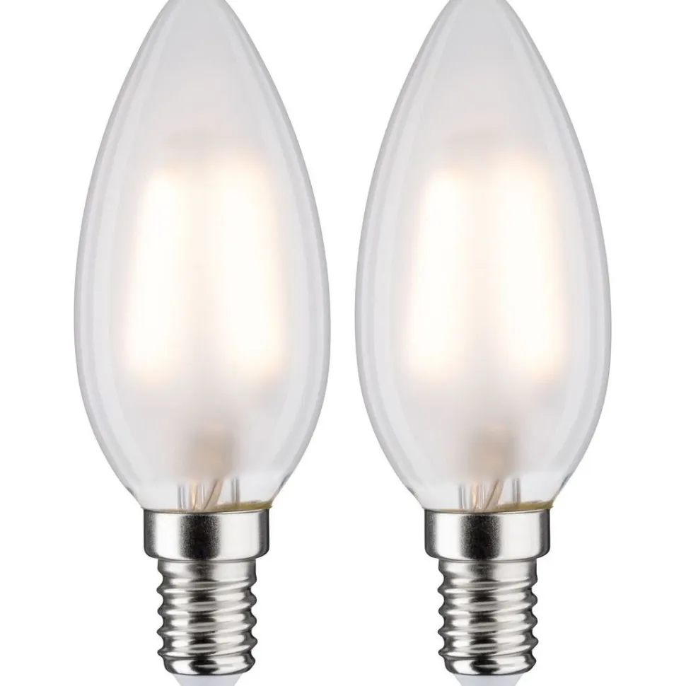 LED-kynttilälamppu Paulmann Candle, E14, 250lm, 3W, 2700K, filamentti, matta, 2kpl